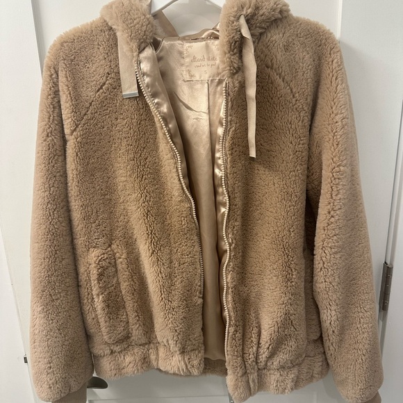 Altar'd State Jackets & Blazers - Altar'd State Sherpa Satin Tan Jacket